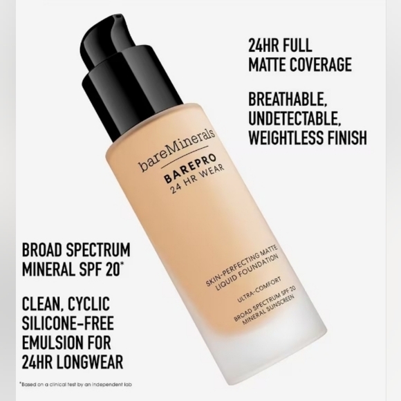✨bareMinerals BAREPRO 24HR Wear Skin-Perfecting Matte Liquid Foundation NIB - Picture 3 of 5